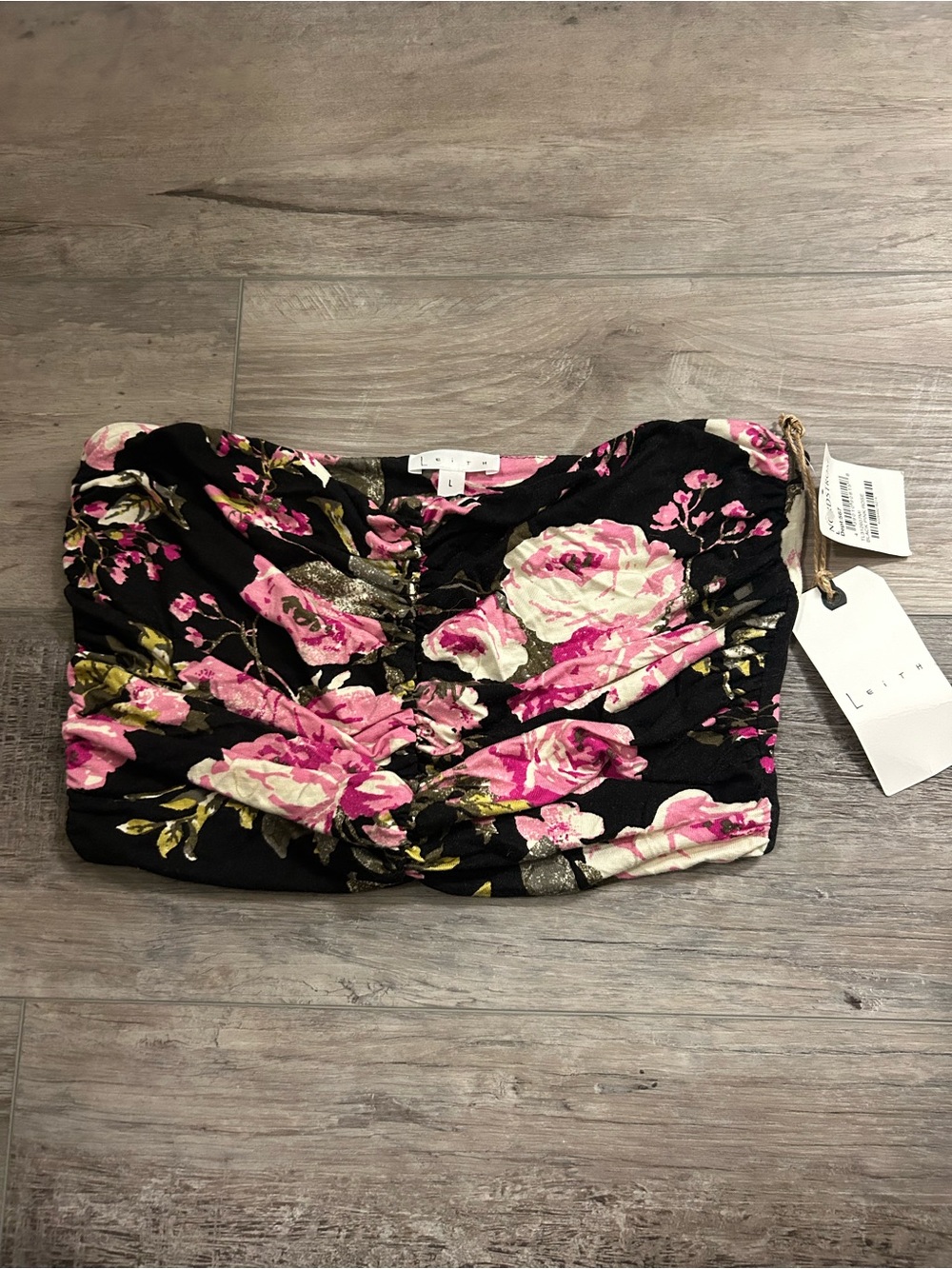 Leith Black Floral Bandeau with Pink and Cream Roses